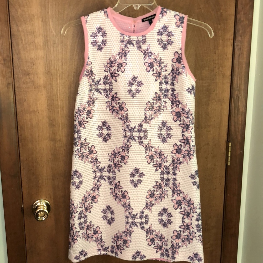 Juicy Couture sequined tile floral shift dress 4